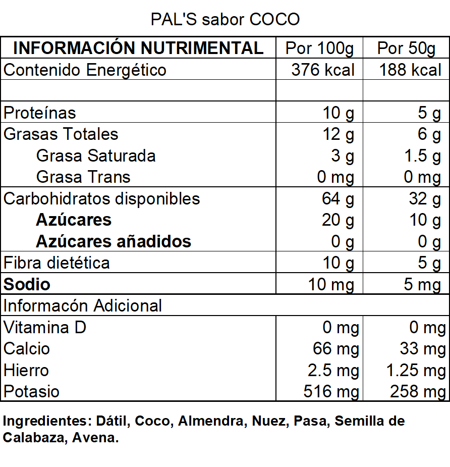 PAL'S Barra Coco 50 g