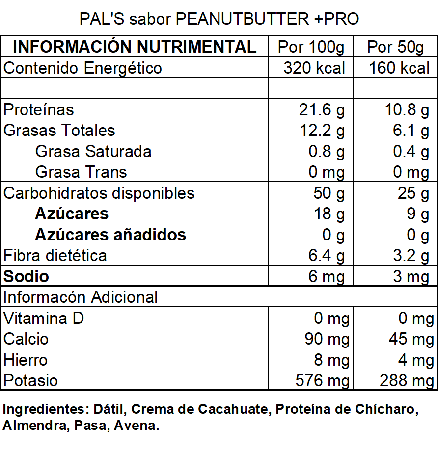 PAL'S Barra PRO Peanut Butter 50 g